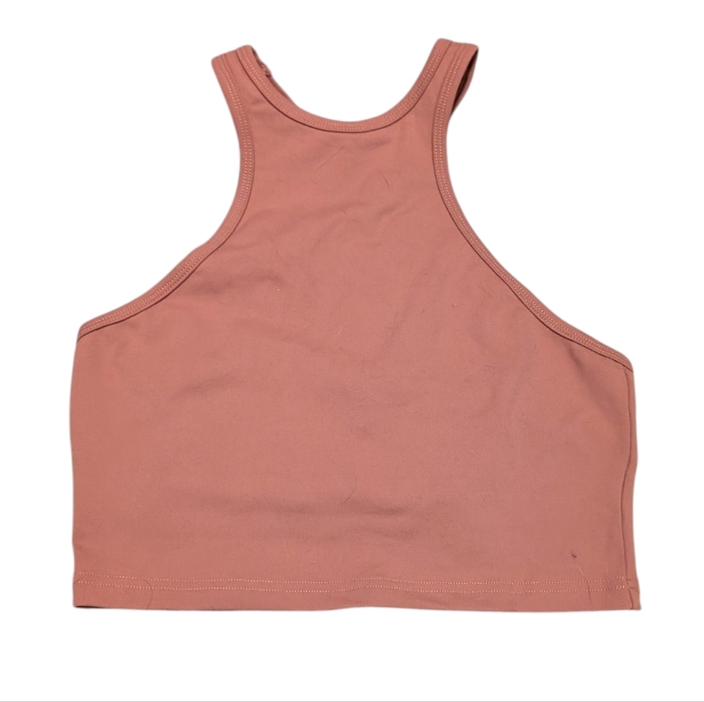 Levavi Amelia T-Strap High Neck Racerback Bra Crop Top Rosewood Size Medium